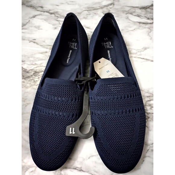 NWT Time and Tru Navy Blue Knit Loafers Size 11 - Picture 1 of 9